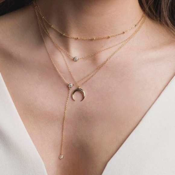 Jewelry - 3 for $20 Crystal Crescent Moon Drop Lariat